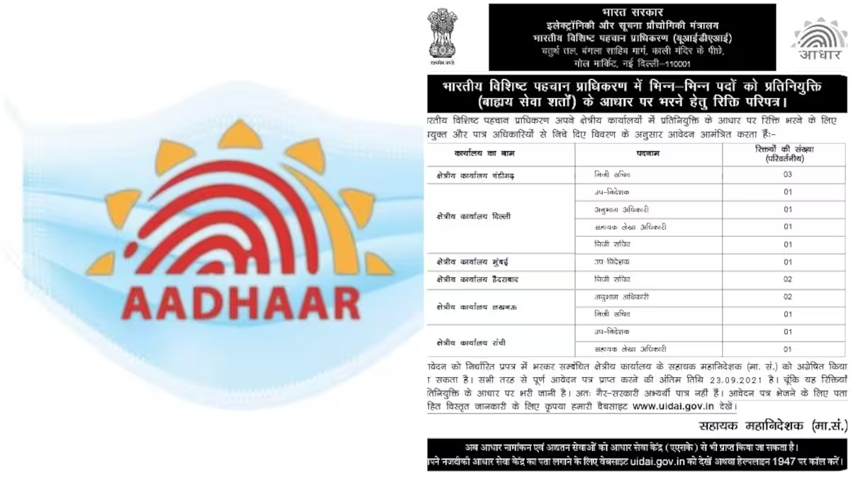 UIDAI Recruiting Section Officer At Technology Centre Bengaluru